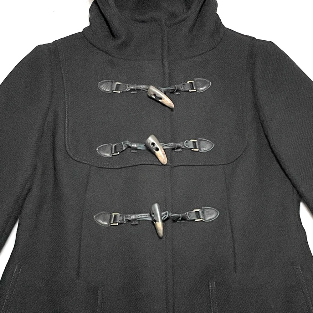 United Colors Of Benetton Hooded Wool-blend duffle coat in black size 44 Medium - Picture 3 of 12